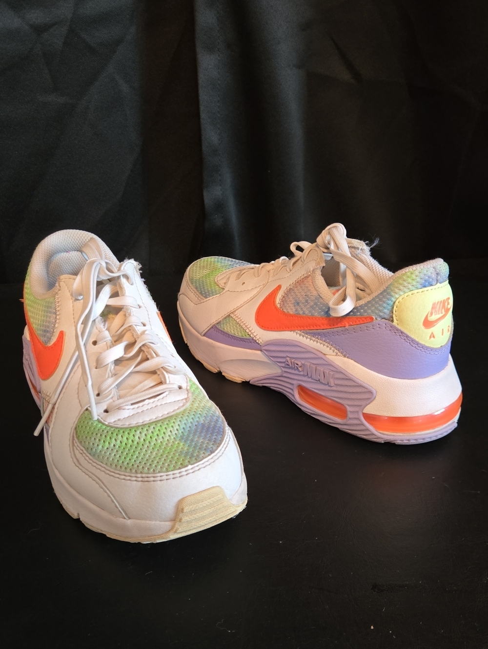 Nike Air Max Athletic Sneakers - White with Neon Orange and Pastel Accents